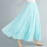 Linen Pleated Maxi Skirt