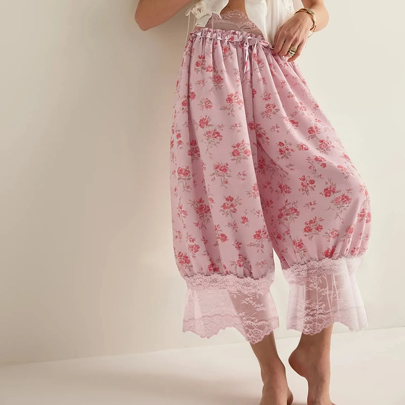 Floral Lace Lantern Trousers with Drawstring Waist – product detail view 17