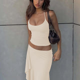 Lace Up Halter Crop Top and Ruched Maxi Skirt Set – product detail view 8