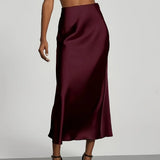 Satin Midi Skirt with Straight Cut – product detail view 1