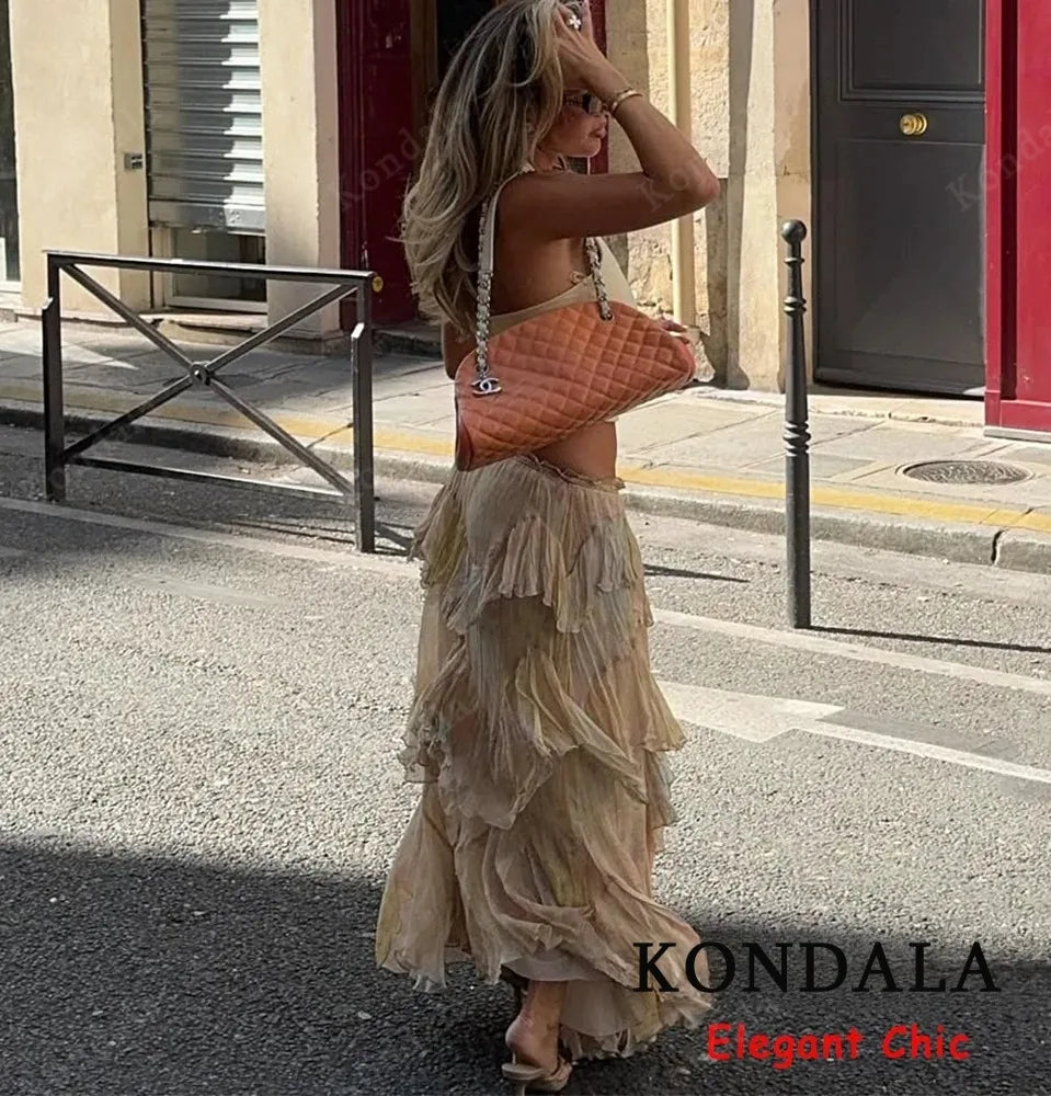 Tiered Ombre Print Maxi Skirt – alternate product view