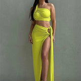 Valencia Backless Crop Top and Split Maxi Skirt Set