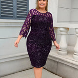Sequin Mesh Midi Dress