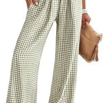 Gingham Wide Leg Trousers in Cotton – product detail view 5