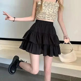 White Pleated Ruffle Mini Skirt