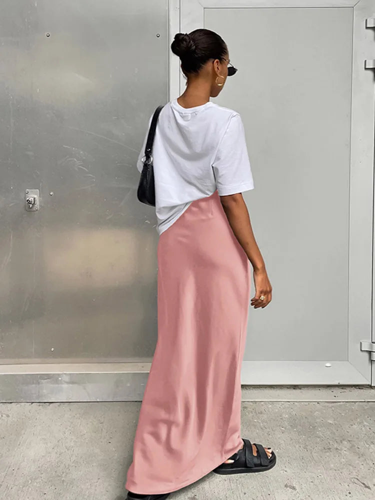 Satin Trumpet Maxi Skirt with High Waist – product detail view 5