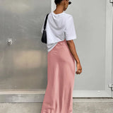 Satin Trumpet Maxi Skirt with High Waist – product detail view 5