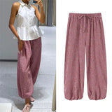 Checked Lantern Trousers with Drawstring Waist – product detail view 2