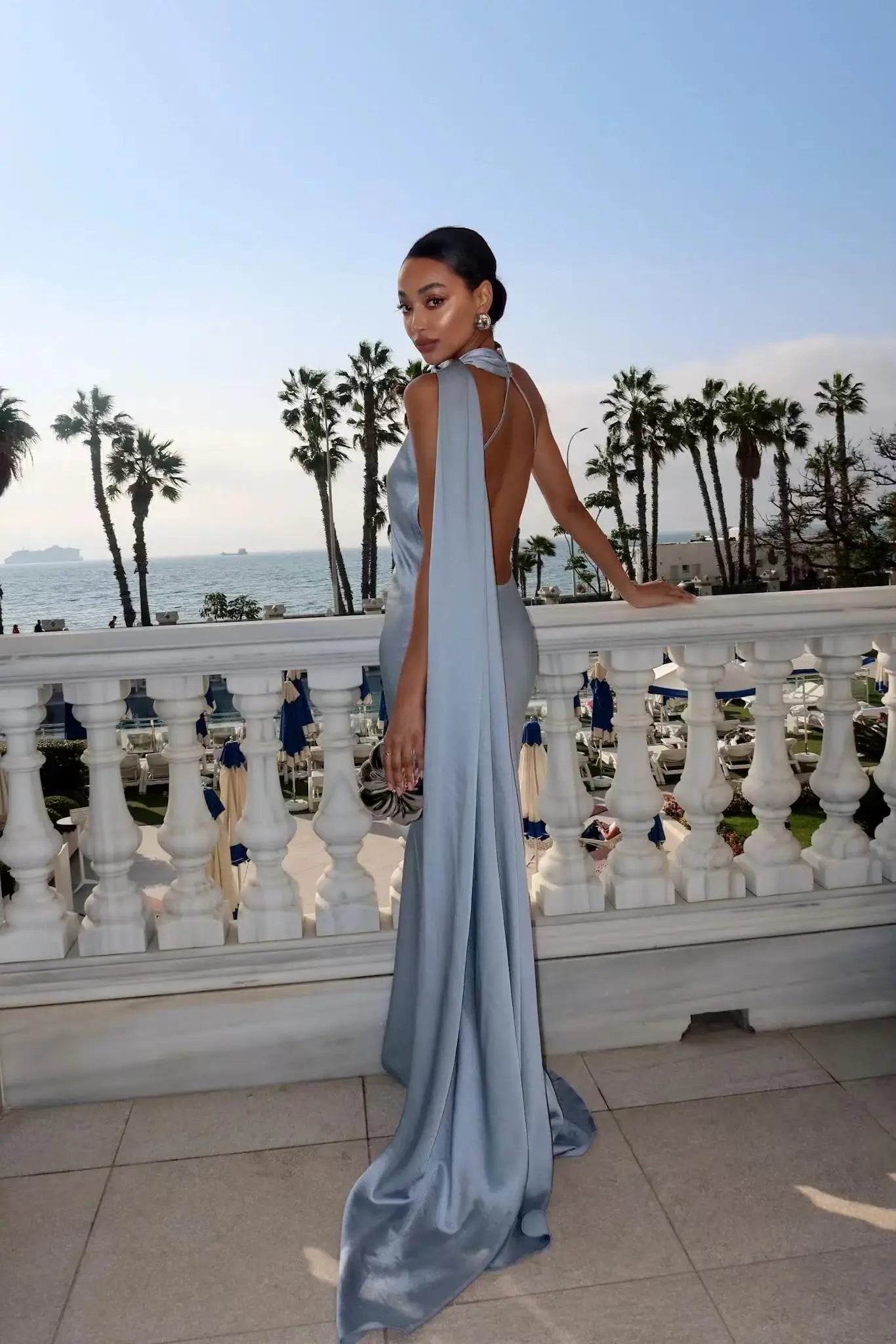 Nora Elegant Open-Back Satin Maxi Dress – primary product view