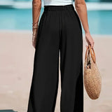 Wide Leg Beach Trousers with Drawstring Waist – product detail view 8