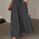Polka Dot Wide Leg Trousers with Elastic Waist – product detail view 10