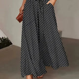 Polka Dot Wide Leg Trousers with Elastic Waist – product detail view 10
