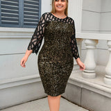 Sequin Mesh Midi Dress