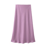 Satin Bias Cut Midi Skirt with High Waist – product detail view 10