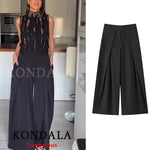 Pleated Wide Leg Trousers with Side Pockets – product detail view 3
