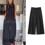 Pleated Wide Leg Trousers with Side Pockets – product detail view 3