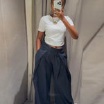 Striped Pleated Trousers with High Waist – product detail view 1