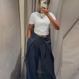 Striped Pleated Trousers with High Waist – product detail view 1