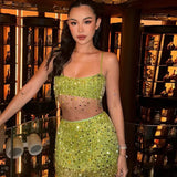 Sora Sequin Fringe Crop Top and Mini Skirt Separates