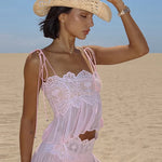 Floral Lace Ruffle Crop Top and Lantern Trouser Set – alternate product view