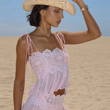 Floral Lace Ruffle Crop Top and Lantern Trouser Set – alternate product view