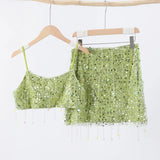 Sora Sequin Fringe Crop Top and Mini Skirt Separates