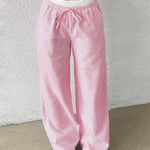 Striped Wide Leg Trousers with Woven Finish – product detail view 5