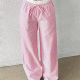 Striped Wide Leg Trousers with Woven Finish – product detail view 5