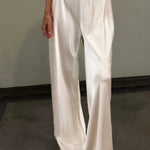 Satin Wide Leg Trousers with Elastic Waist – product detail view 2