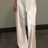 Satin Wide Leg Trousers with Elastic Waist – product detail view 2