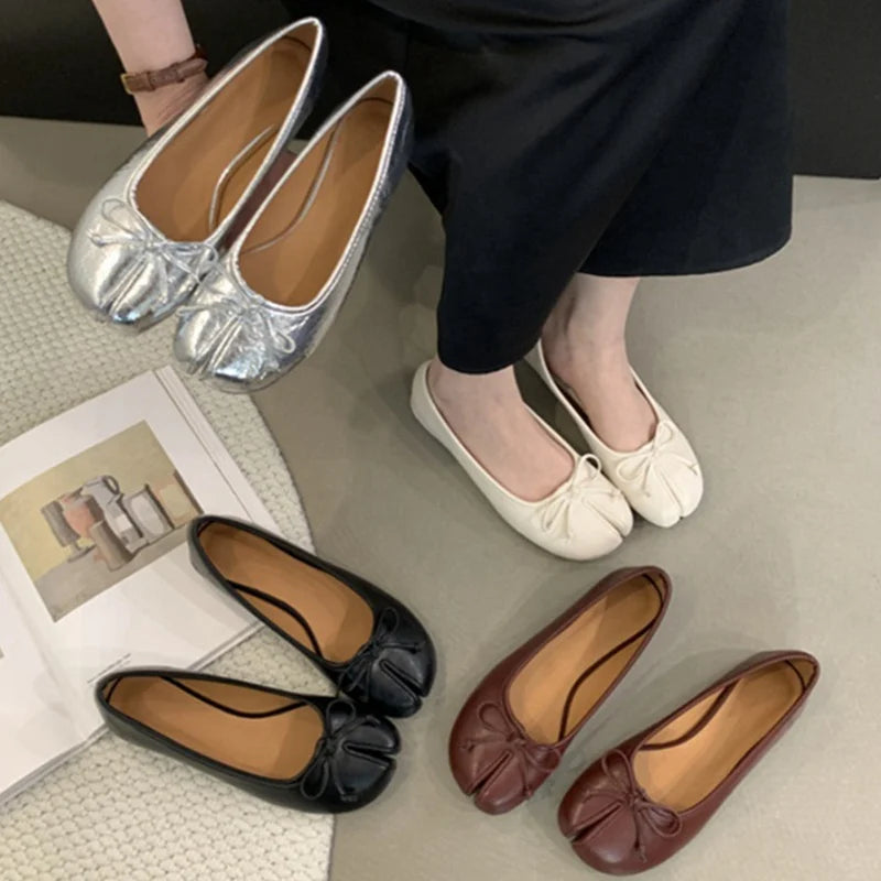 Polka Dot Ballet Flats with Bow