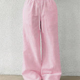 Striped Wide Leg Trousers with Woven Finish – product detail view 7