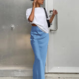 Satin Trumpet Maxi Skirt with High Waist – product detail view 2