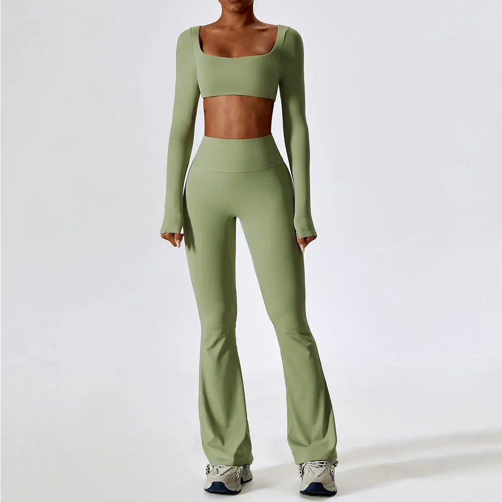 Seamless Two Piece Activewear Set with Long Sleeve Top – alternate product view