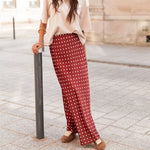 Polka Dot Satin Maxi Skirt with A Line Flare – product detail view 4
