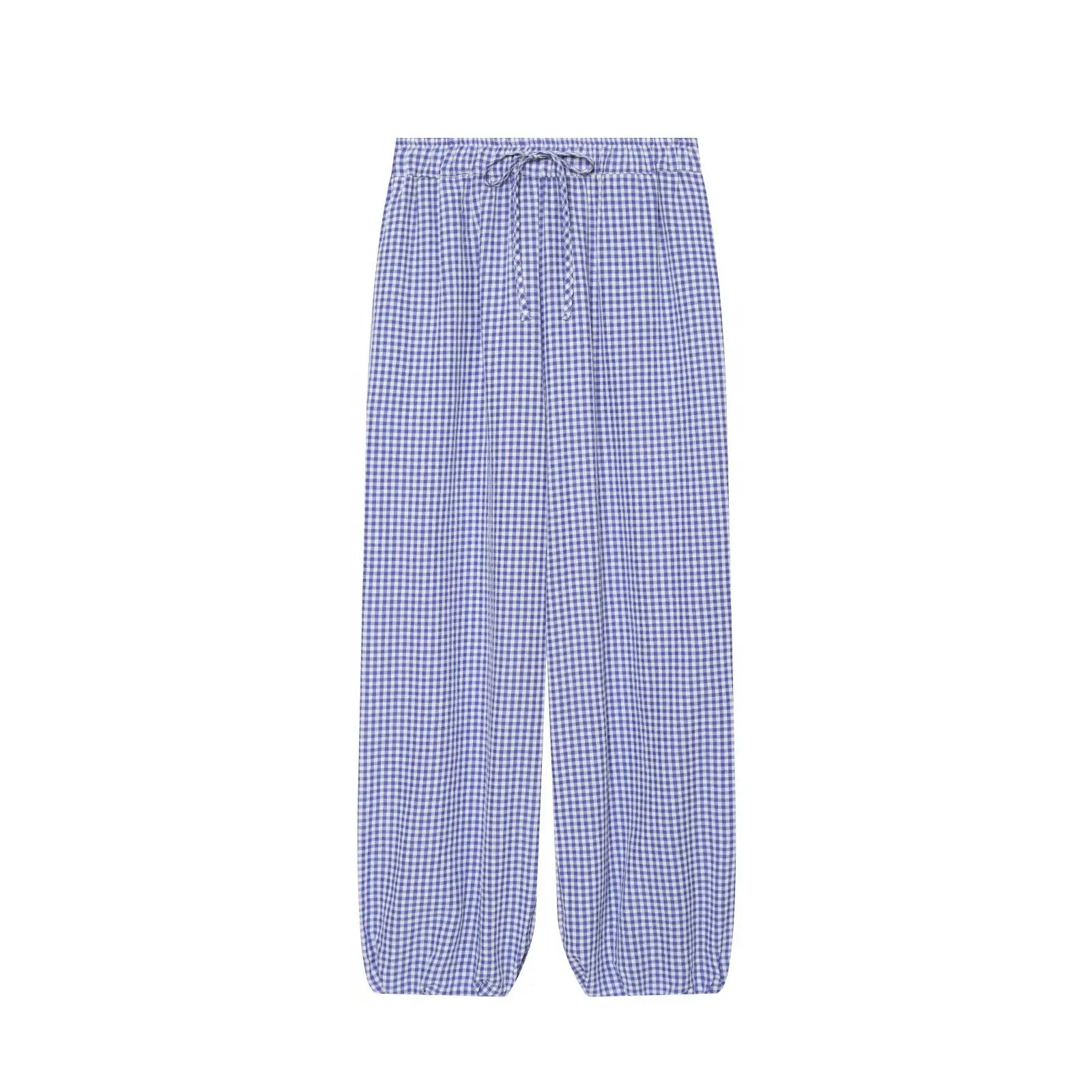 Checked Lantern Trousers with Drawstring Waist – product detail view 10