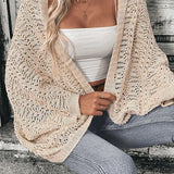 Sable Open-Front Batwing Knit Cardigan