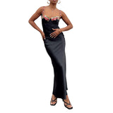 Bianca Satin Corset Spaghetti-Strap Dress