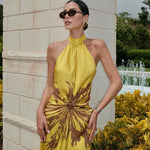 Stella Elegant Pleated Halter Maxi Dress – product detail view 2