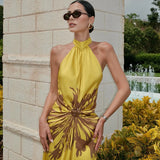 Stella Elegant Pleated Halter Maxi Dress – product detail view 2