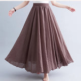 Linen Pleated Maxi Skirt