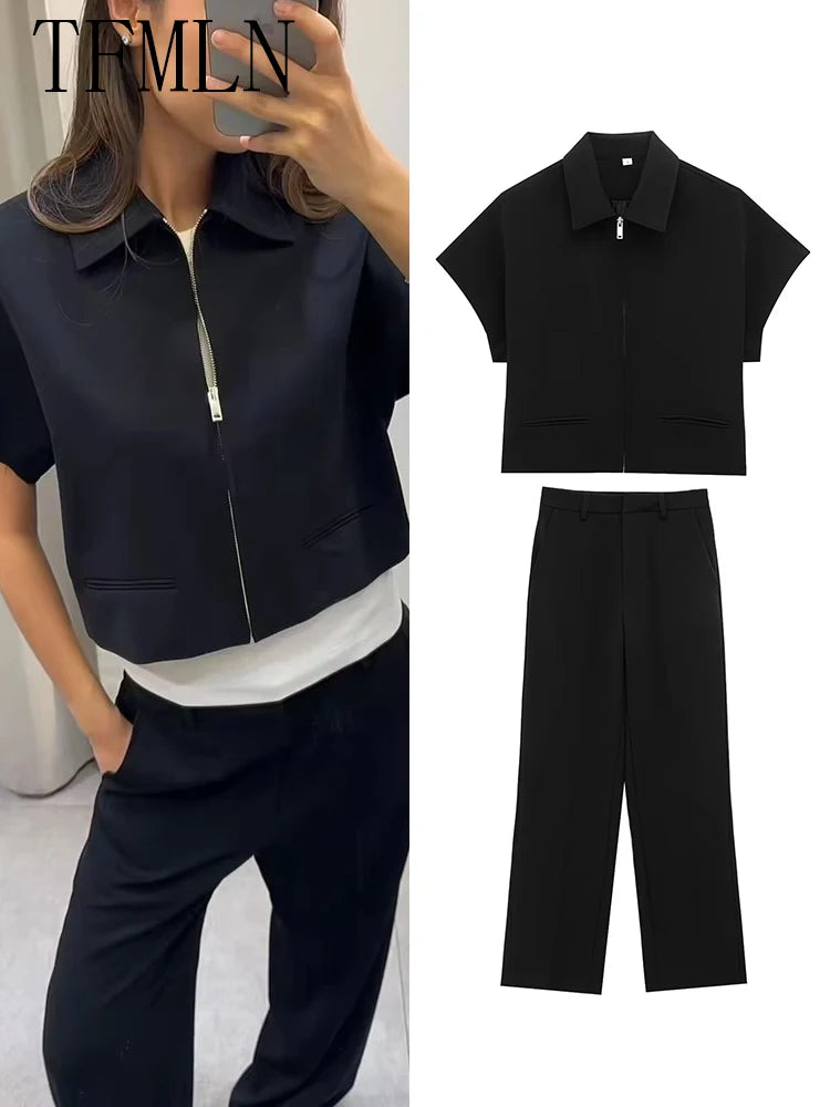 Tess Contemporary Wide-Leg Two-Piece Trouser Set – primary product view