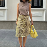 Veda Snakeskin High-Waist Midi Skirt