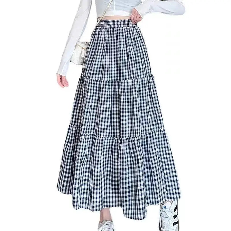 Checked Patchwork Tiered Midi Skirt – product detail view 4
