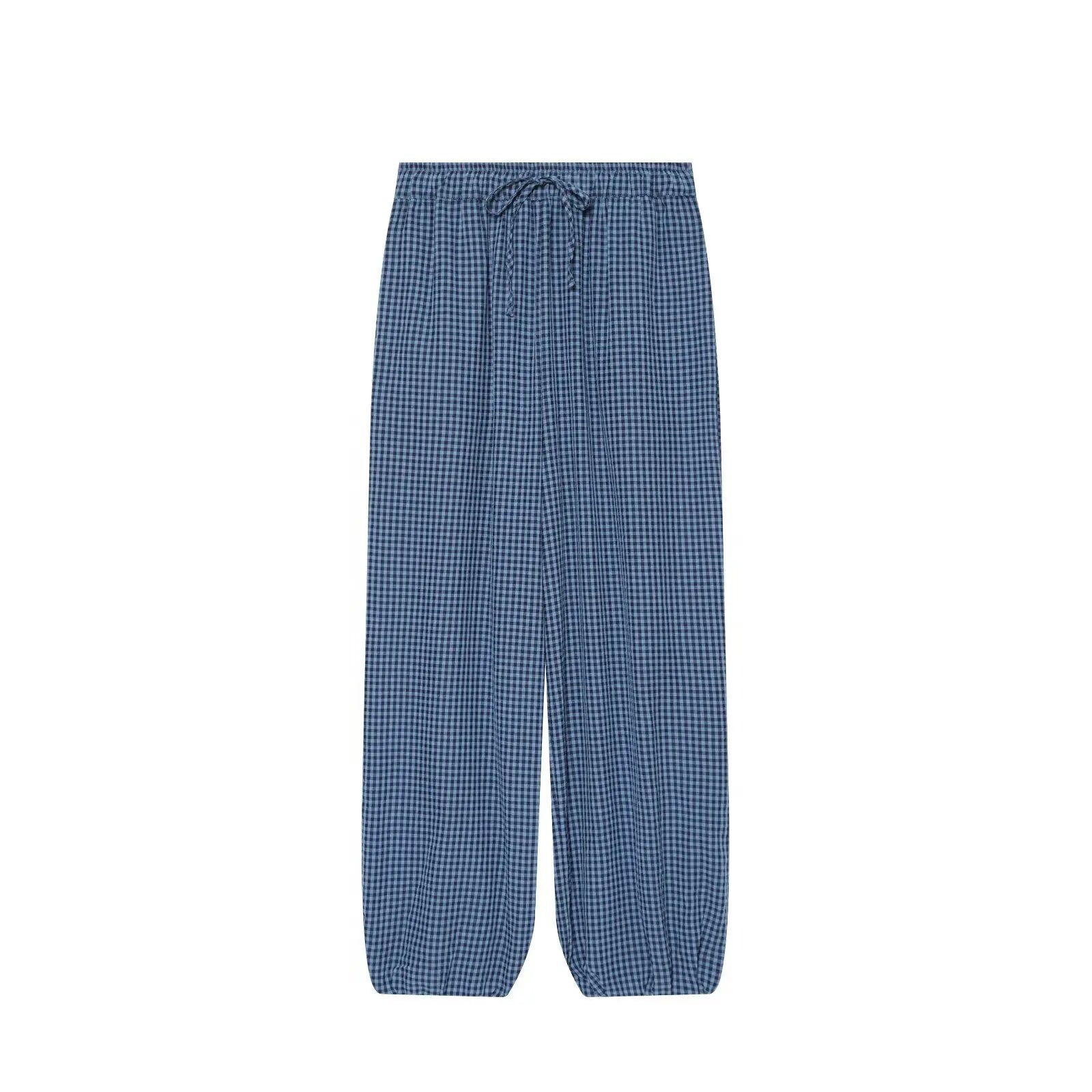 Checked Lantern Trousers with Drawstring Waist – product detail view 8