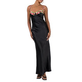 Bianca Satin Corset Spaghetti-Strap Dress