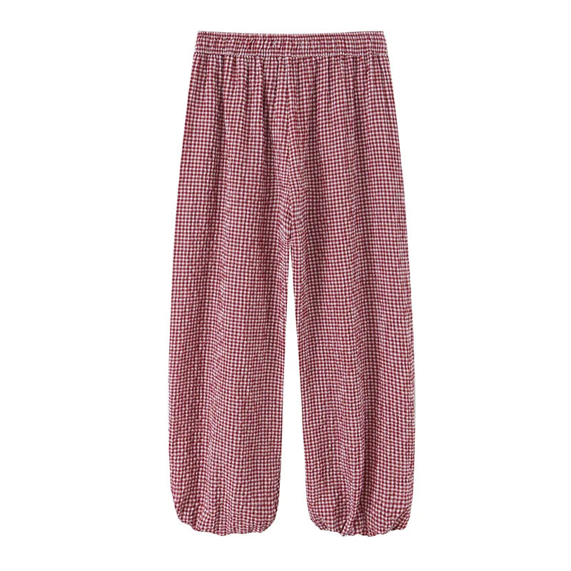 Checked Lantern Trousers with Drawstring Waist – product detail view 3