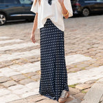 Polka Dot Satin Maxi Skirt with A Line Flare – product detail view 1