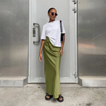 Satin Trumpet Maxi Skirt with High Waist – product detail view 9