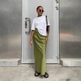 Satin Trumpet Maxi Skirt with High Waist – product detail view 9